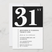 女の子エレガント31歳の誕生日の招待シックシンプル 招待状 (正面)