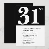 女の子エレガント31歳の誕生日の招待シックシンプル 招待状 (正面/裏面)
