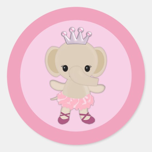 女の子エレファントトゥトゥチュキュート赤ちゃんシャワーTTC #10 ラウンドシール (正面)