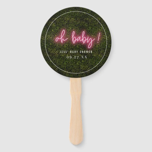 女の子オベビーピンクのネオン赤ちゃんシャワー ハンドファン (裏面)