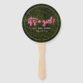 女の子オベビーピンクのネオン赤ちゃんシャワー ハンドファン (正面)