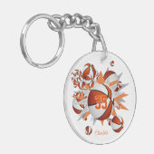 女の子オレンジの白いバスケットボールが星 キーホルダー (正面左)