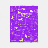 女の子カスタマイズ可能な魔法のユニコーンパープルピンク フリースブランケット (正面)