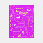女の子カスタマイズ可能な魔法のユニコーンピンクイエロー フリースブランケット (正面)
