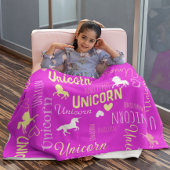 女の子カスタマイズ可能な魔法のユニコーンピンクイエロー フリースブランケット