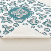 女の子カスタムティール（緑がかった色）グレー白いバレーボールのパターン シェルパブランケット (3/4)