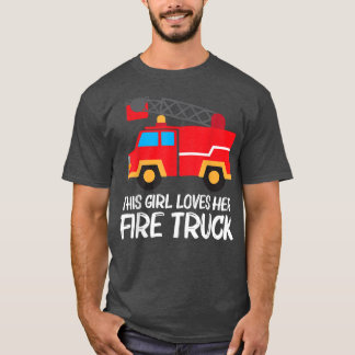 女の子カッコいいのための消防車アート消防車のFiref Tシャツ