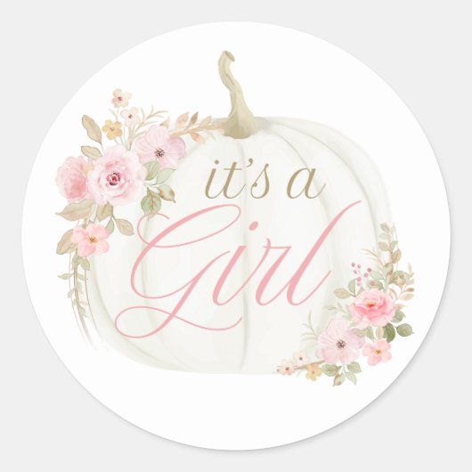 女の子カボチャのバラの赤ちゃんシャワーラウンドステッカー ラウンドシール (正面)