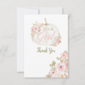 女の子カボチャのバラ赤ちゃんシャワーありがとう サンキューカード (正面)