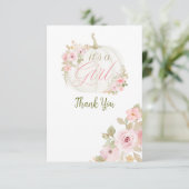 女の子カボチャのバラ赤ちゃんシャワーありがとう サンキューカード (スタンド正面)