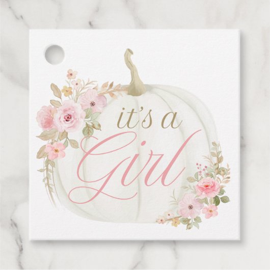 女の子カボチャバラの赤ちゃんシャワーギフトラベル フェイバータグ (正面)