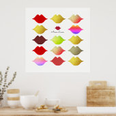 女の子カラフルの唇 ポスター (キッチン)