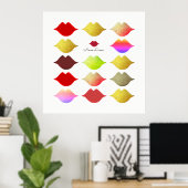 女の子カラフルの唇 ポスター (ホームオフィス)