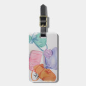 女の子カラフルは荷物パーソナライズされたタグをパージ ラゲッジタグ (正面縦)