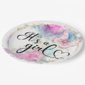 女の子カラーインクバタフライ ペーパープレート (アングル)