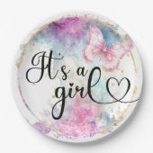 女の子カラーインクバタフライ ペーパープレート (正面)