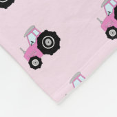 女の子カワイトピンクのトラクター柄(名前の子供) フリースブランケット (角)