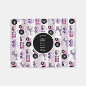 女の子カワイトピンクのトランスポート·カー·パターンネームキッズ フリースブランケット (正面(横))