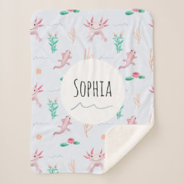 女の子カワイ予測できなトピンクアクソロトルリバーパターンキッズ シェルパブランケット