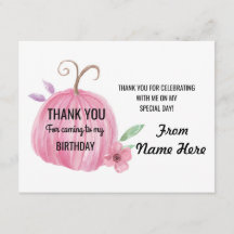 女の子カードカボチャピンクのあらゆる年齢誕生日ありがとう