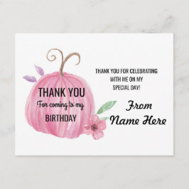 女の子カードカボチャピンクのあらゆる年齢誕生日ありがとう サンキューカード