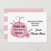 女の子カードカボチャピンクのあらゆる年齢誕生日ありがとう サンキューカード (正面/裏面)