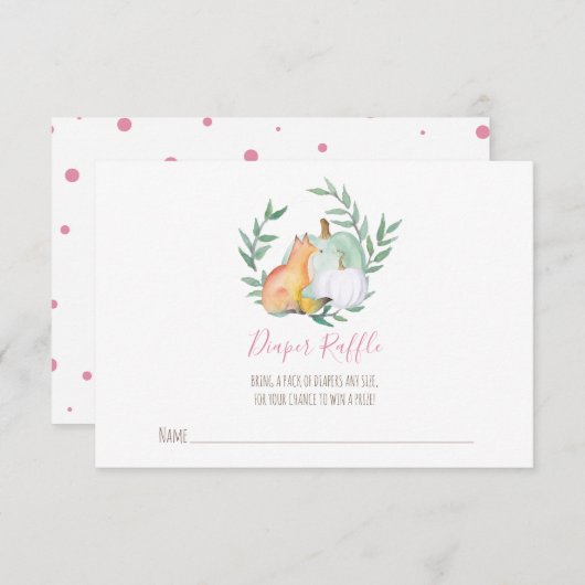 女の子キツネかぼちゃおむつラッフルインサート 招待状 (正面/裏面)
