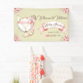 女の子キツネベビーガールシャワーバナー 横断幕 (インサイチュ)