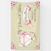 女の子キツネベビーガールシャワーバナー 横断幕 (縦)