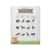 女の子キツネ誰が私のママ動物の赤ちゃんシャワーゲーム ノートパッド (回転)