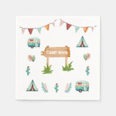 女の子キャンピングアドベンチャースランバーバースデーパーティー スタンダードカクテルナプキン (正面)