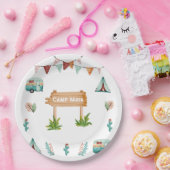 女の子キャンピングアドベンチャースランバーバースデーパーティー ペーパープレート (パーティー)