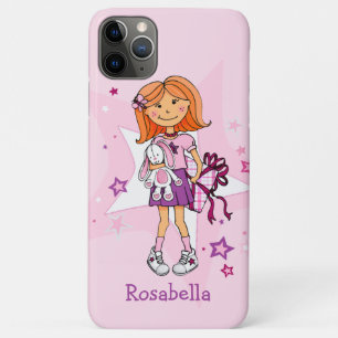 女の子ギフトbunnyの赤ちゃんピンクあなたの名前を追加 iPhone 11 pro maxケース