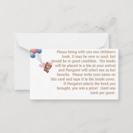 女の子クマとバルーンテーマシャワーゲーム ノートカード