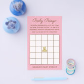 女の子クマの赤ちゃんシャワー ビンゴゲーム チラシ (シングル)