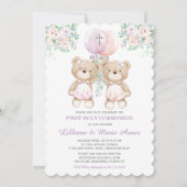 女の子クマツイン聖体拝領招待状 招待状 (正面)