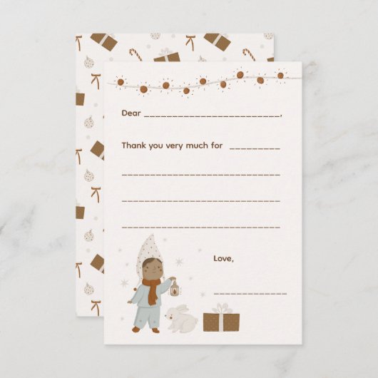 女の子クリスマスありがとうメモ、カードを入力 出欠カード (正面/裏面)