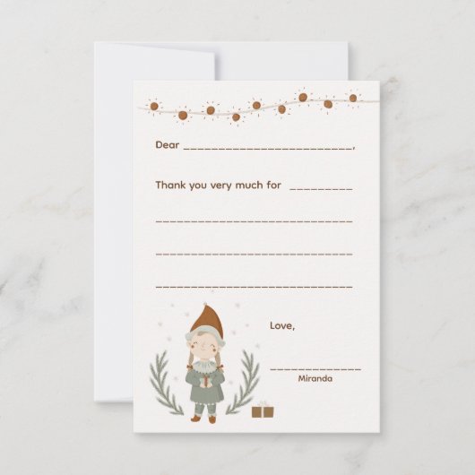 女の子クリスマスありがとうメモ、カードを入力 出欠カード (正面)