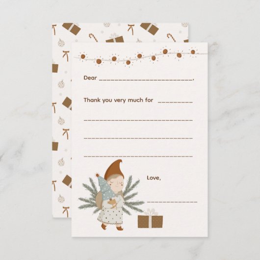 女の子クリスマスありがとうメモ、カードを入力 出欠カード (正面/裏面)