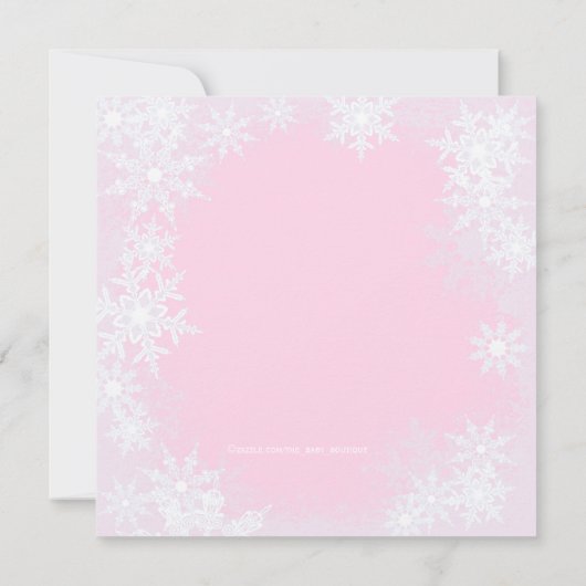 女の子クリスマスベビーシャワーサンタハットスノーフレーク 招待状 (裏面)