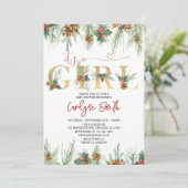 女の子クリスマスベビーシャワー招待状 招待状 (スタンド正面)