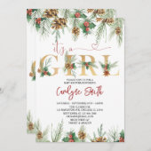 女の子クリスマスベビーシャワー招待状 招待状 (正面/裏面)