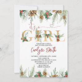 女の子クリスマスベビーシャワー招待状 招待状