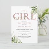 女の子グリニーリィピンクオールインワンベビーシャワー 招待状 (スタンド正面)