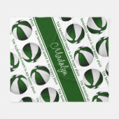 女の子グリーンホワイトバスケットボールコート私の幸せな場所 フリースブランケット (正面(横))