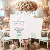 女の子グリーンボウと赤ちゃんシャワー用の花 招待状