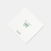 女の子グリーンボウ赤ちゃんシャワー スタンダードカクテルナプキン (角)