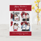 女の子ゲイカップル4フォトコラージバレンタインデー赤 カード (黄色い花)