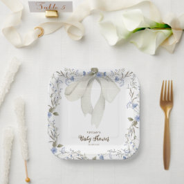 女の子コケエレガントットボウベイビーシャワー ペーパープレート