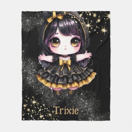 女の子ゴシックかわいいカスタムデコールギフトゴシックかわいい フリースブランケット (正面)